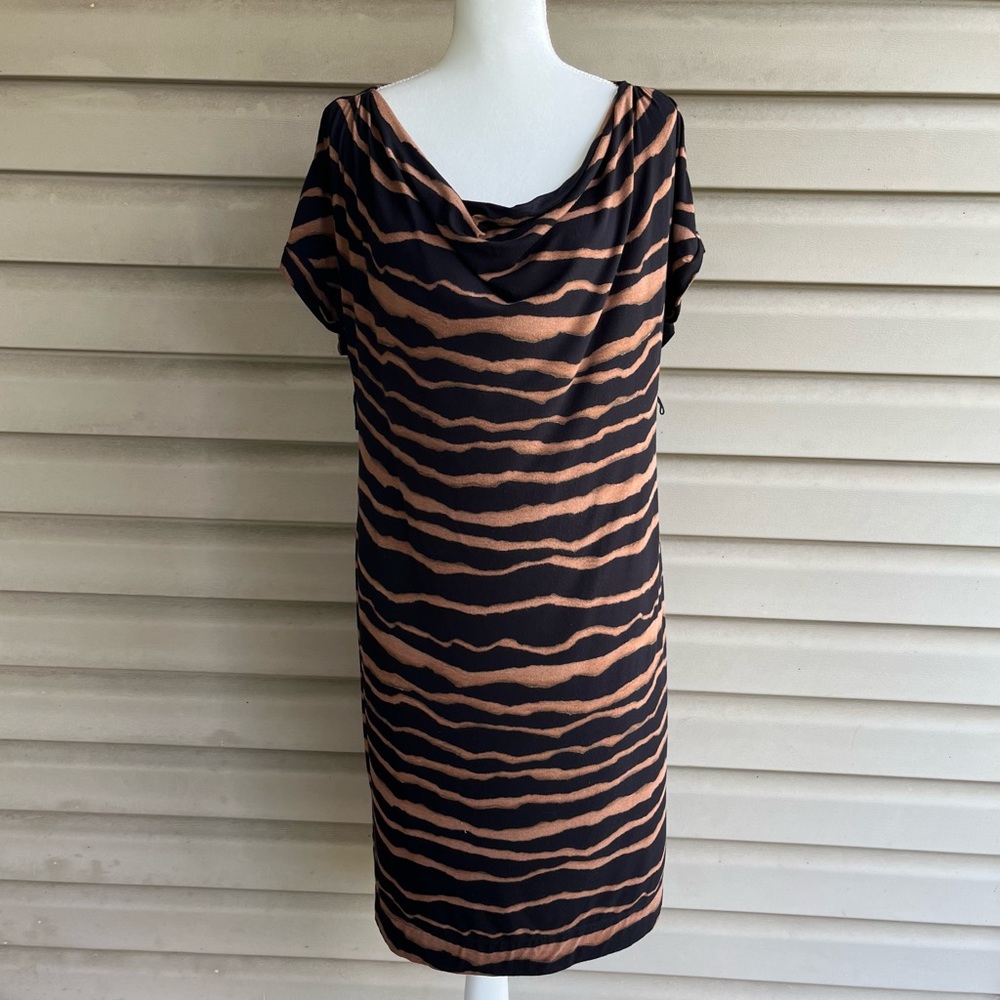 •LOFT• Tiger Stripe Draped Neckline Mini Dress - Size Medium